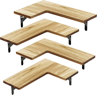 Amada Homefurnishing Corner Floating Shelves, Set of 4 Corner Shelves Wall Mounted, Shelves for Wall Decor, Corner Wood Shelves for Home Decor, Office, Bedroom, Bathroom, Laundry Room, Kitchen