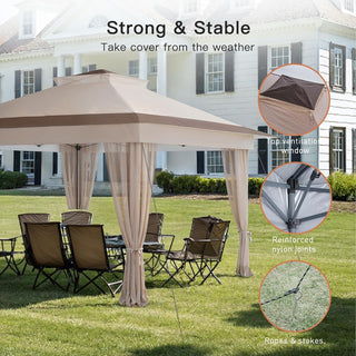 AMADA HOMEFURNISHING 13x13 Pop Up Gazebo - Outdoor Canopy Tent with Mosquito Netting