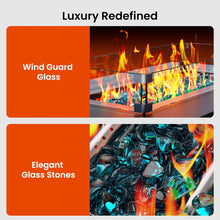 Load image into Gallery viewer, AMADA HOMEFURNISHING 43 Inch Propane Fire Pit Table, 60,000 BTU Gas Fire Pit with Premium Glass Rocks, Wind Guard Glass Shield, Waterproof Cover, Cup Holders, Fire Table for Patio and Garden
