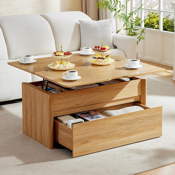 AMADA HOMEFURNISHING Lift Top Coffee Table with Storage for Living Room