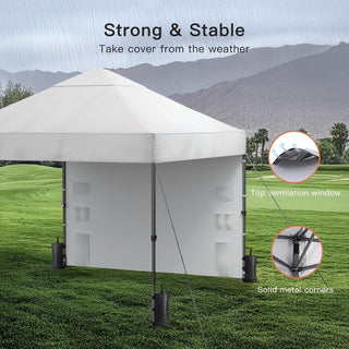 AMADA HOMEFURNISHING 10x10 Pop Up Canopy with Sidewalls