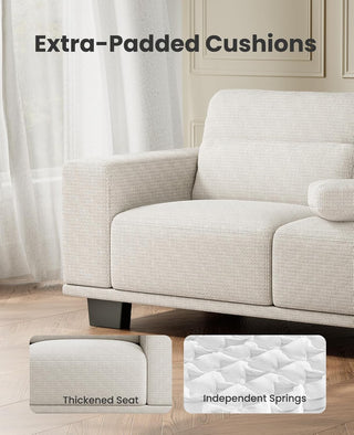 Amada 89" Sofa, 3 Seater Couch for Living Room, Modern Sofa with Deep Seats & Wide Armrests, Comfy Couch with Removable Washable Covers, Linen Fabric, Easy Assembly