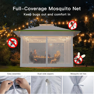 AMADA HOMEFURNISHING 13x13 Pop Up Gazebo - Outdoor Canopy Tent with Mosquito Netting