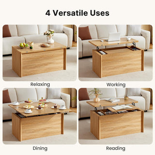 AMADA HOMEFURNISHING Lift Top Coffee Table with Storage for Living Room