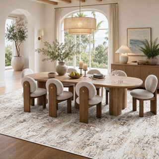 Amada 9x12 Washable Area Rug for Living Room, Beige, Vintage & Abstract