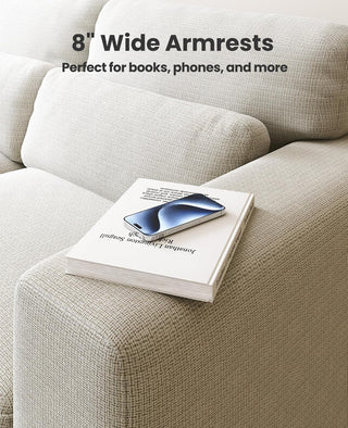 Amada 89" Sofa, 3 Seater Couch for Living Room, Modern Sofa with Deep Seats & Wide Armrests, Comfy Couch with Removable Washable Covers, Linen Fabric, Easy Assembly