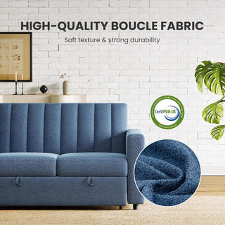 AMADA HOMEFURNISHING 3 in 1 Sleeper Sofa Bed, Pull Out Couch with Side Table, 69″ Convertible Loveseat with Adjustable Backrest, Chaise Lounge with USB Ports & Side Pockets for Living Room, Pull Out Sofa Bed, Dark Blue