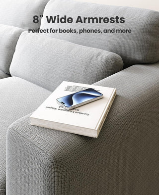 Amada 89" Sofa, 3 Seater Couch for Living Room, Modern Sofa with Deep Seats & Wide Armrests, Comfy Couch with Removable Washable Covers, Linen Fabric, Easy Assembly