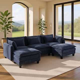 AMADA 111.5“ U Shaped Modular Chenille Sectional Sofa