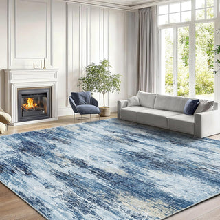 AMADA 8x10 Area Rugs for Living Room, Dark Blue
