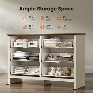 Amada 6 Drawer Dresser, Brown & White