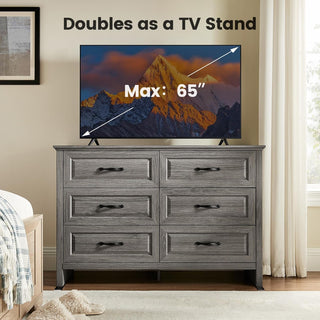 Amada Farmhouse 6 Drawer Dresser, Gray