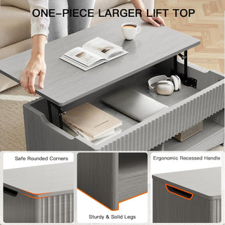 Amada Lift Top Coffee Table, Grey