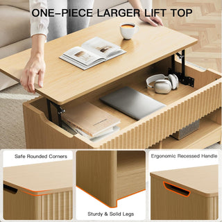Amada Lift Top Coffee Table, Natural Oak