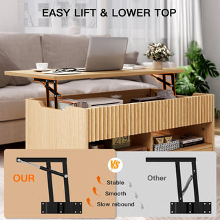 Amada Lift Top Coffee Table, Natural Oak