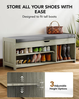 Amada Shoe Storage Bench, Gray