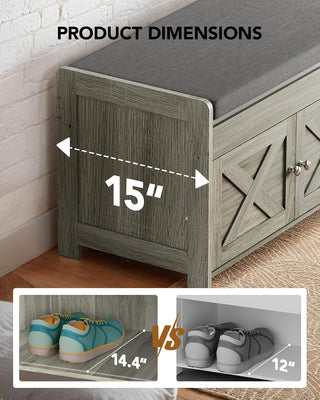 Amada Shoe Storage Bench, Gray