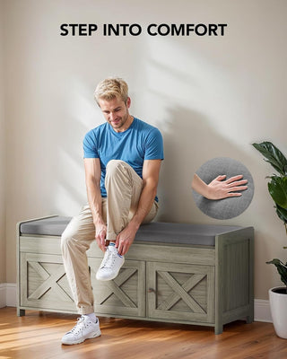 Amada Shoe Storage Bench, Gray