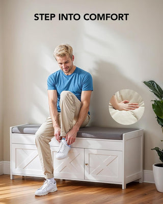 Amada Shoe Storage Bench, White