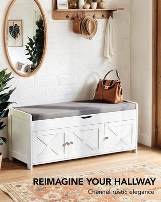 Amada Shoe Storage Bench, White