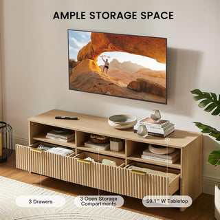 Amada TV Stand for 50-65" TV, Nature Oak