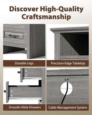 Amada Nightstand with Charging Station, Grey