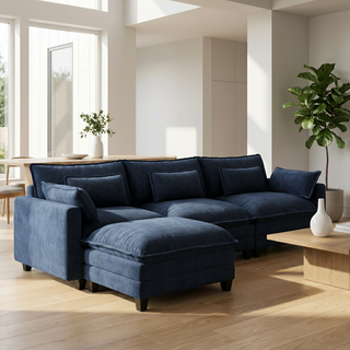 AMADA 111.5“ U Shaped Modular Chenille Sectional-Sofa Ottoman