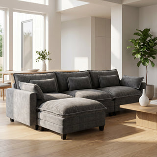 AMADA 111.5“ U Shaped Modular Chenille Sectional-Sofa Ottoman