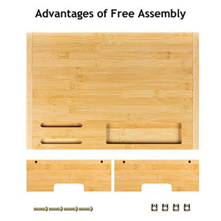 AMBMS03 Bamboo Computer Monitor Riser Stand for Home, Office Computer, Laptop