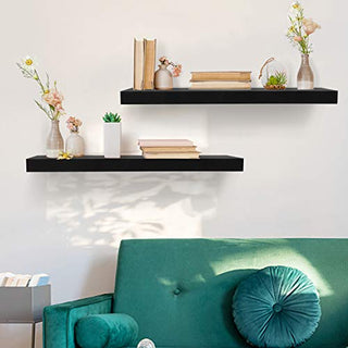 AMFS05 2 Pack Floating Shelves for Bedroom, Bathroom, Living Room, Kitchen (Black)