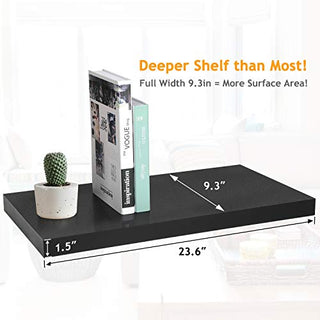 AMFS05 2 Pack Floating Shelves for Bedroom, Bathroom, Living Room, Kitchen (Black)