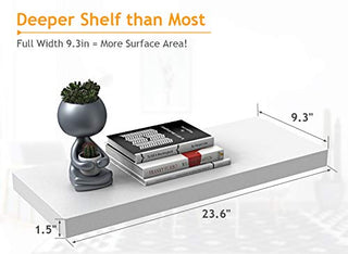 AMFS06 2 Pack Floating Shelves for Bedroom, Bathroom, Living Room, Kitchen (white)