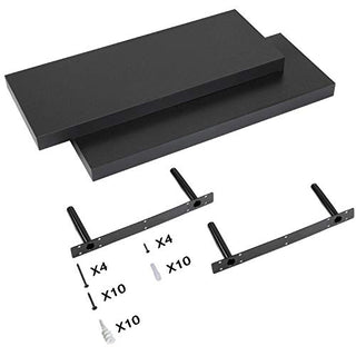 AMFS05 2 Pack Floating Shelves for Bedroom, Bathroom, Living Room, Kitchen (Black)
