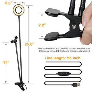 AMWS01 Selfie Ring Light with Webcam Mount for Logitech C925e, C922x, C930e, C922, C930, C920, C615, Brio 4K