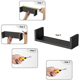 AMFS13-B 3 Sizes U-Shaped Floating Shelves for Bedroom, Living Room, Kitchen