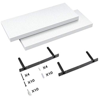 AMFS06 2 Pack Floating Shelves for Bedroom, Bathroom, Living Room, Kitchen (white)