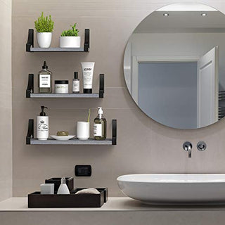 AMFS03 Floating Shelves for Bedroom, Bathroom, Living Room, Kitchen (Gray)