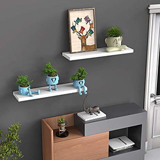 AMFS06 2 Pack Floating Shelves for Bedroom, Bathroom, Living Room, Kitchen (white)
