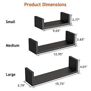 AMFS13-B 3 Sizes U-Shaped Floating Shelves for Bedroom, Living Room, Kitchen