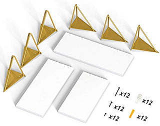 AMFS12 3 Pack White Wall Mounted Storage Shelf for Living Room, Bedroom, Kitchen