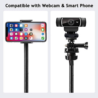 AMWS03 Webcam Stand and Phone Holder for Cell Phone 11 Pro XS Max XR X 8 7 6 Plus and Logitech C925e, C922x, C930e, C922, C930, C920, C615, Brio