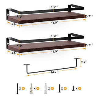 AMFS04 2 Pack Floating Shelves Decorative for Kitchen, Bathroom, Living Room