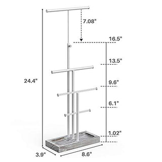 AMJO-03 Tower Tree Jewelry Stand for Necklaces, Bracelets ,Earrings, Rings Display(Gray)