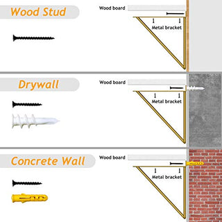 AMFS12 3 Pack White Wall Mounted Storage Shelf for Living Room, Bedroom, Kitchen