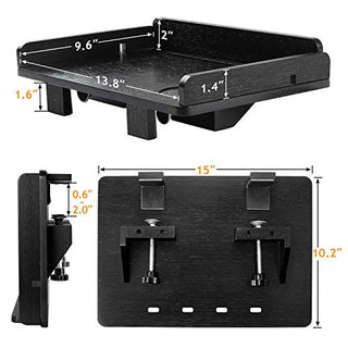 AMBS02 Bedside Shelf with Cable Management & Cup Holder, Use as Snack Table (Black)