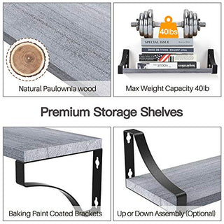 AMFS03 Floating Shelves for Bedroom, Bathroom, Living Room, Kitchen (Gray)