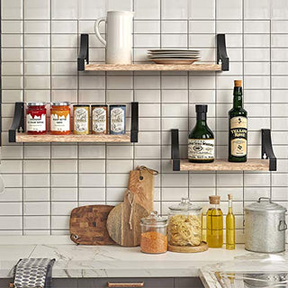 AMFS02 Floating Shelves for Bedroom, Bathroom, Living Room, Kitchen (Natural)