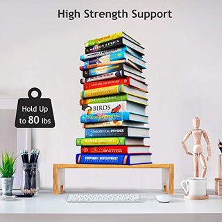 AMBMS03 Bamboo Computer Monitor Riser Stand for Home, Office Computer, Laptop