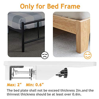 AMBS03 Bedside Shelf with Cable Management & Cup Holder, Use as Snack Table (White)