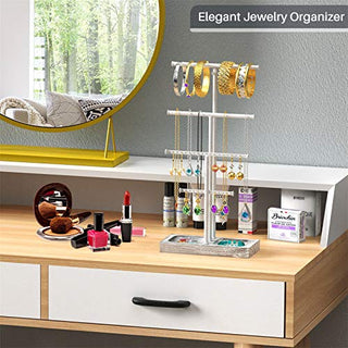 AMJO-03 Tower Tree Jewelry Stand for Necklaces, Bracelets ,Earrings, Rings Display(Gray)